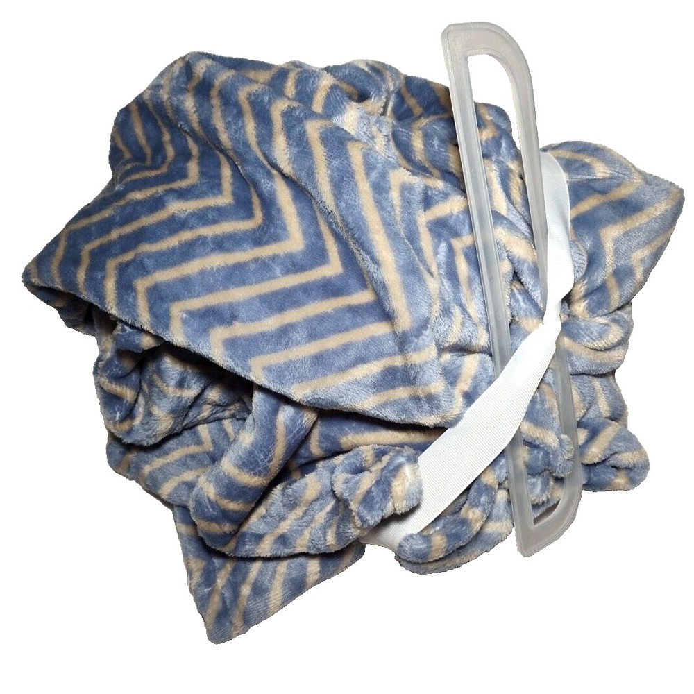 Baby Starters Blue Chevron Bear Face Blanket Brown Tan Soft Lovey Zig Zag NWT - Picture 3 of 3